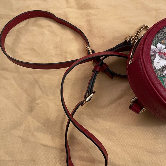 Authentic Gucci Red GG supreme Canvas and Leather Mini Floral Ophidia Backpack - Picture 9 of 12
